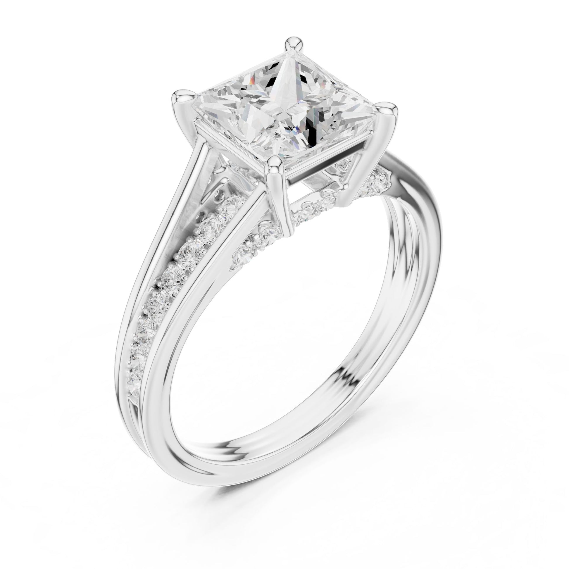 Princess Lab Grown Diamond Side-Stone Engagement Ring