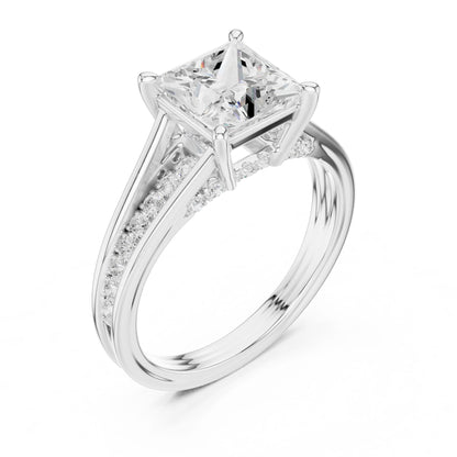 Princess Lab Grown Diamond Side-Stone Engagement Ring