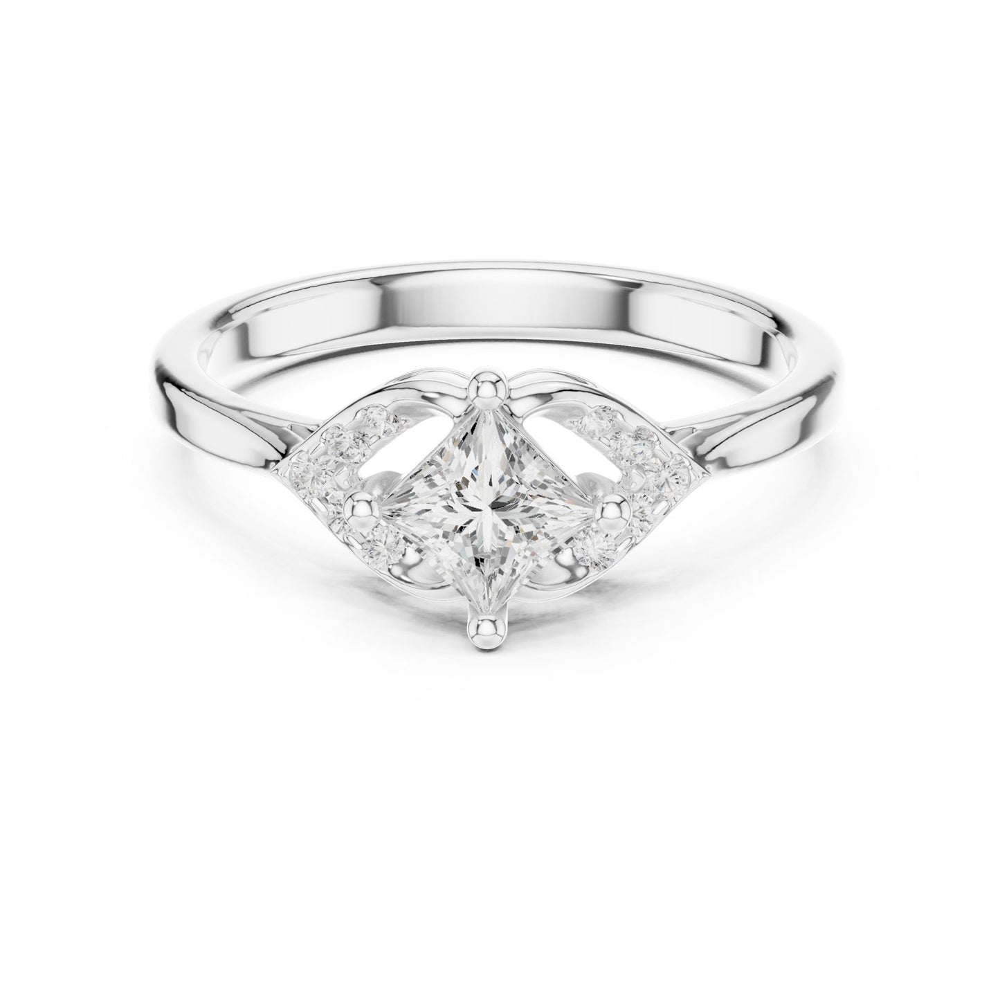 Princess Lab Grown Diamond Side-Stone Engagement Ring