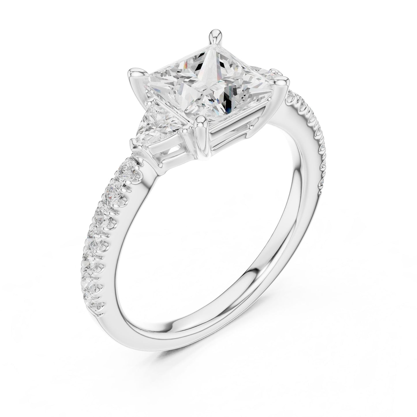 Princess Lab Grown Diamond Side-Stone Engagement Ring