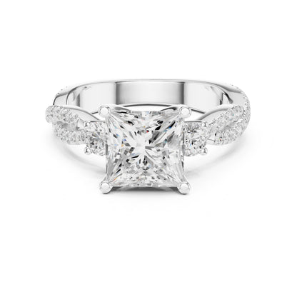 Princess Lab Grown Diamond Side-Stone Engagement Ring