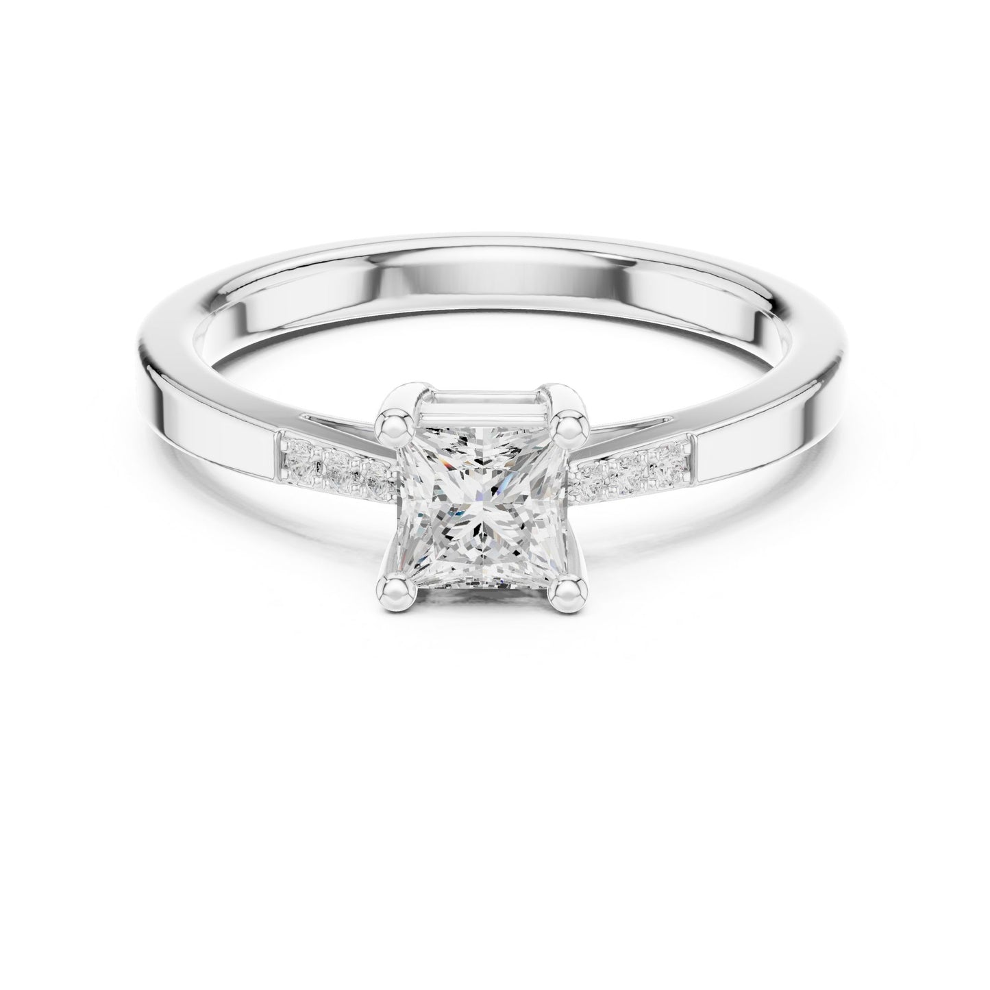 Princess Lab Grown Diamond Side-Stone Engagement Ring