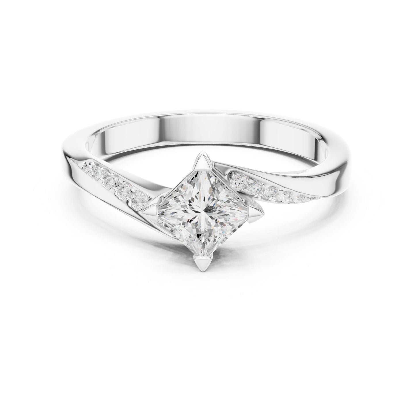 Princess Lab Grown Diamond Side-Stone Engagement Ring