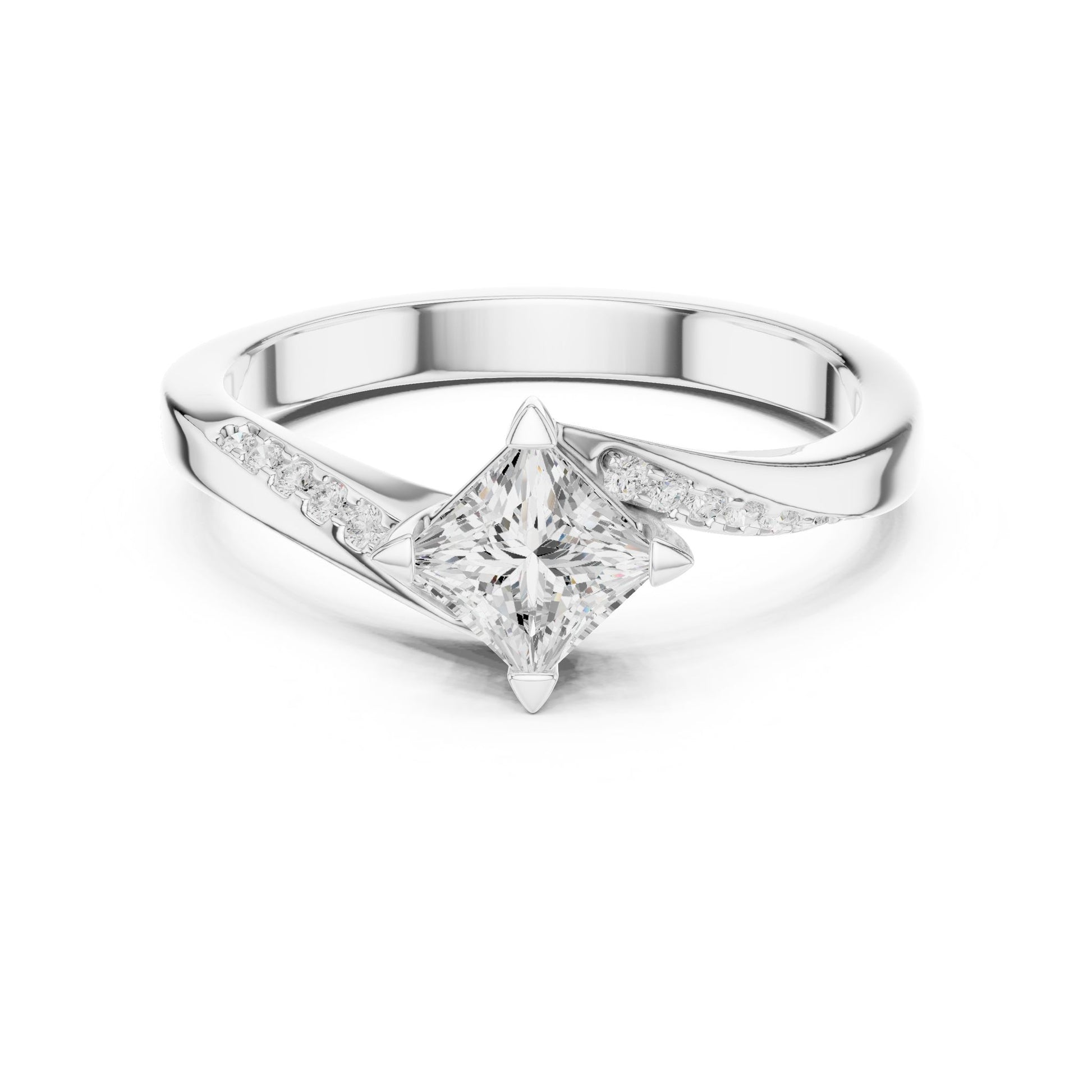 Princess Lab Grown Diamond Side-Stone Engagement Ring