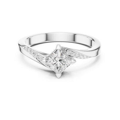 Princess Lab Grown Diamond Side-Stone Engagement Ring
