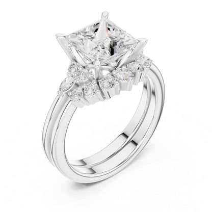 Princess Lab Grown Diamond Side-Stone Engagement Ring