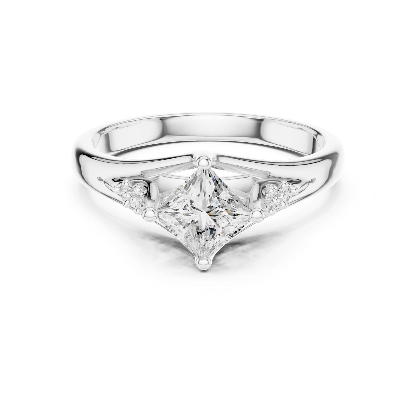 Princess Lab Grown Diamond Side-Stone Engagement Ring