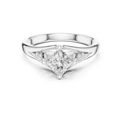 Princess Lab Grown Diamond Side-Stone Engagement Ring