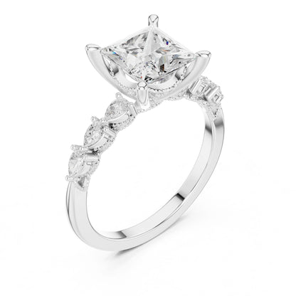 Princess Lab Grown Diamond Side-Stone Engagement Ring