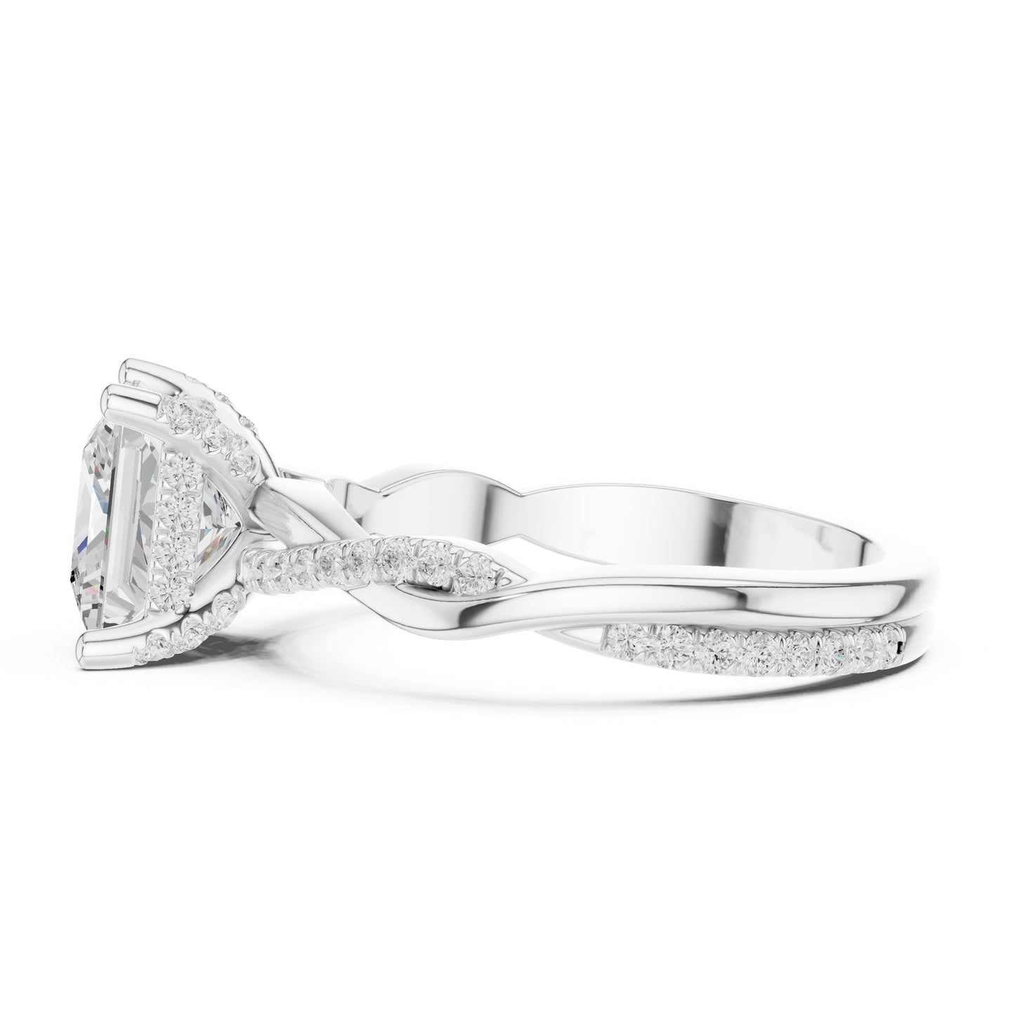 Princess Lab Grown Diamond Side-Stone Engagement Ring