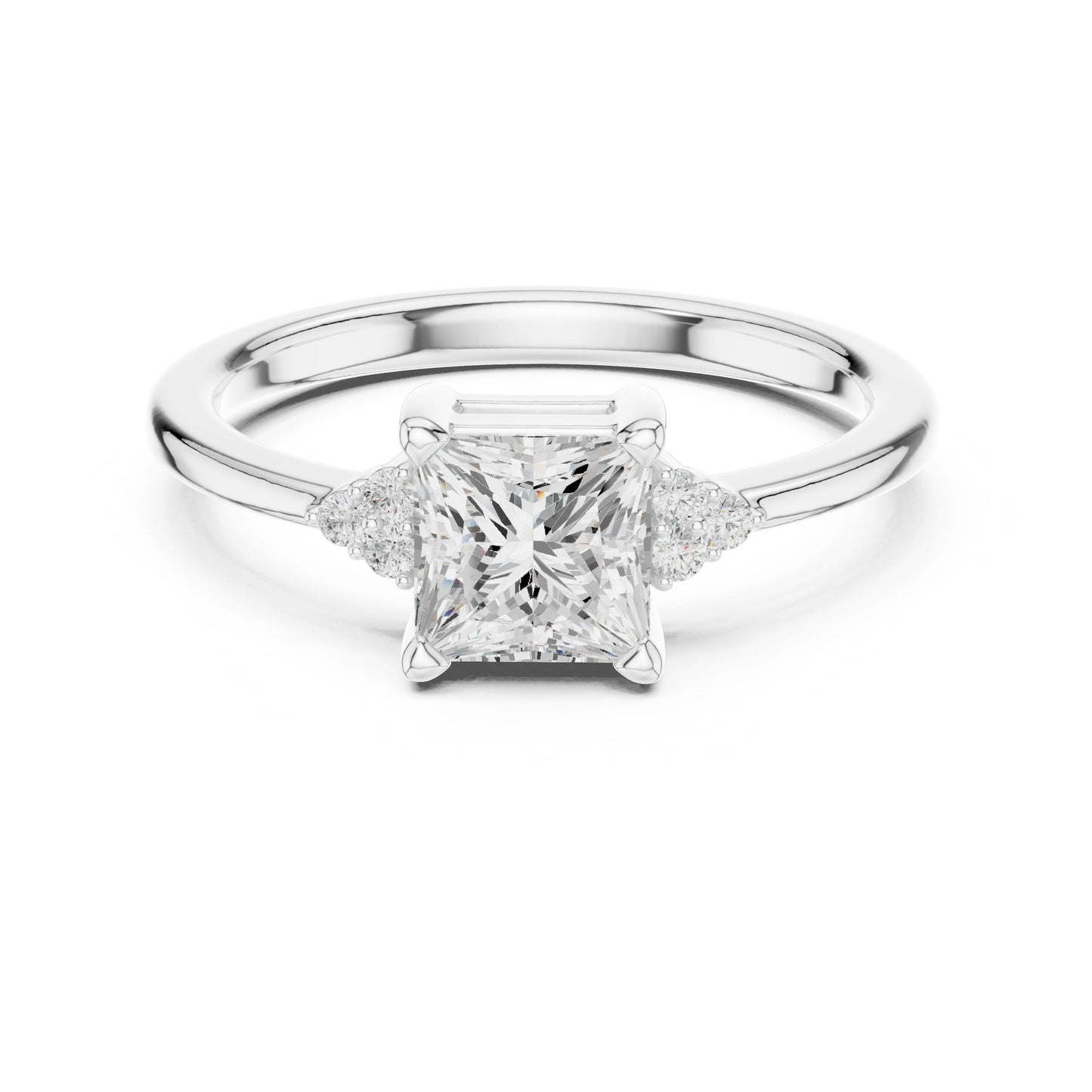 Princess Lab Grown Diamond Side-Stone Engagement Ring