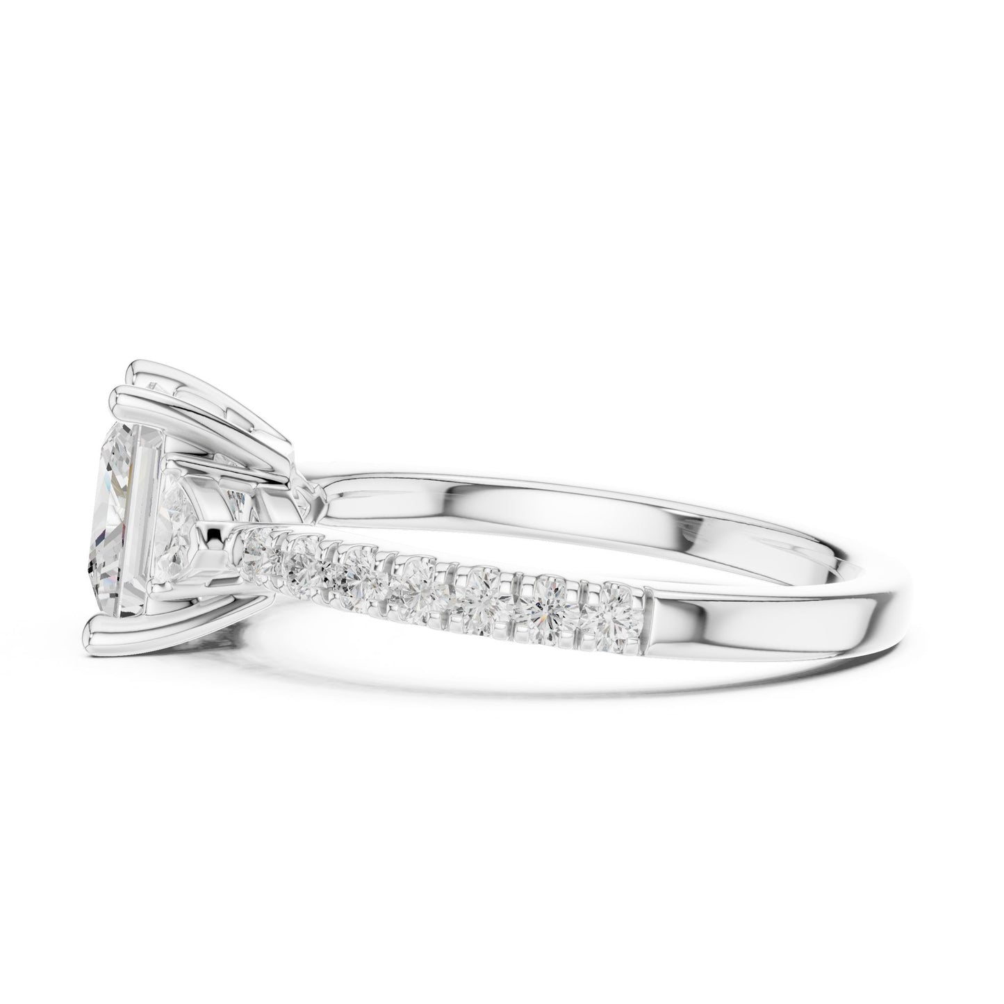 Princess Lab Grown Diamond Side-Stone Engagement Ring