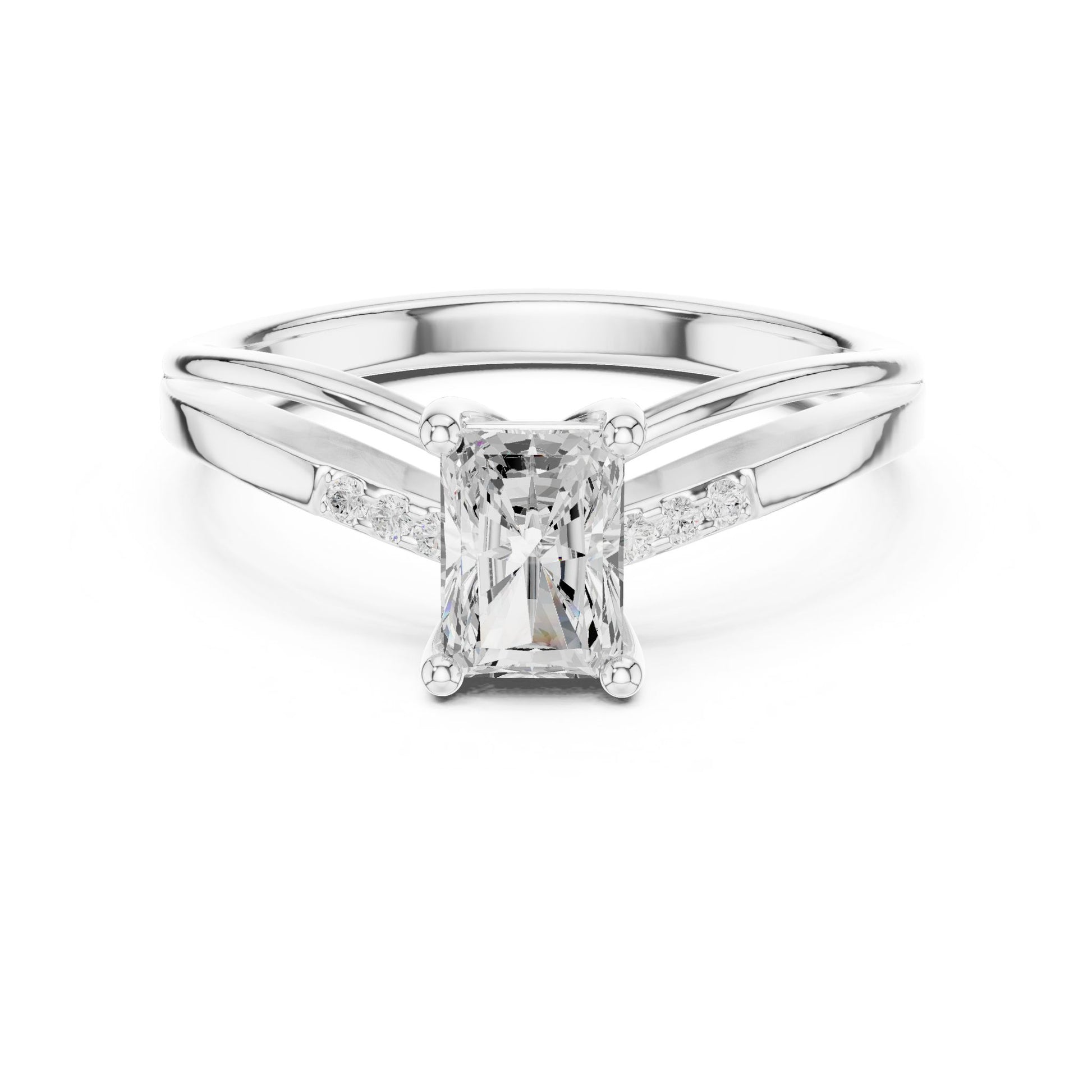 Princess Lab Grown Diamond Side-Stone Engagement Ring