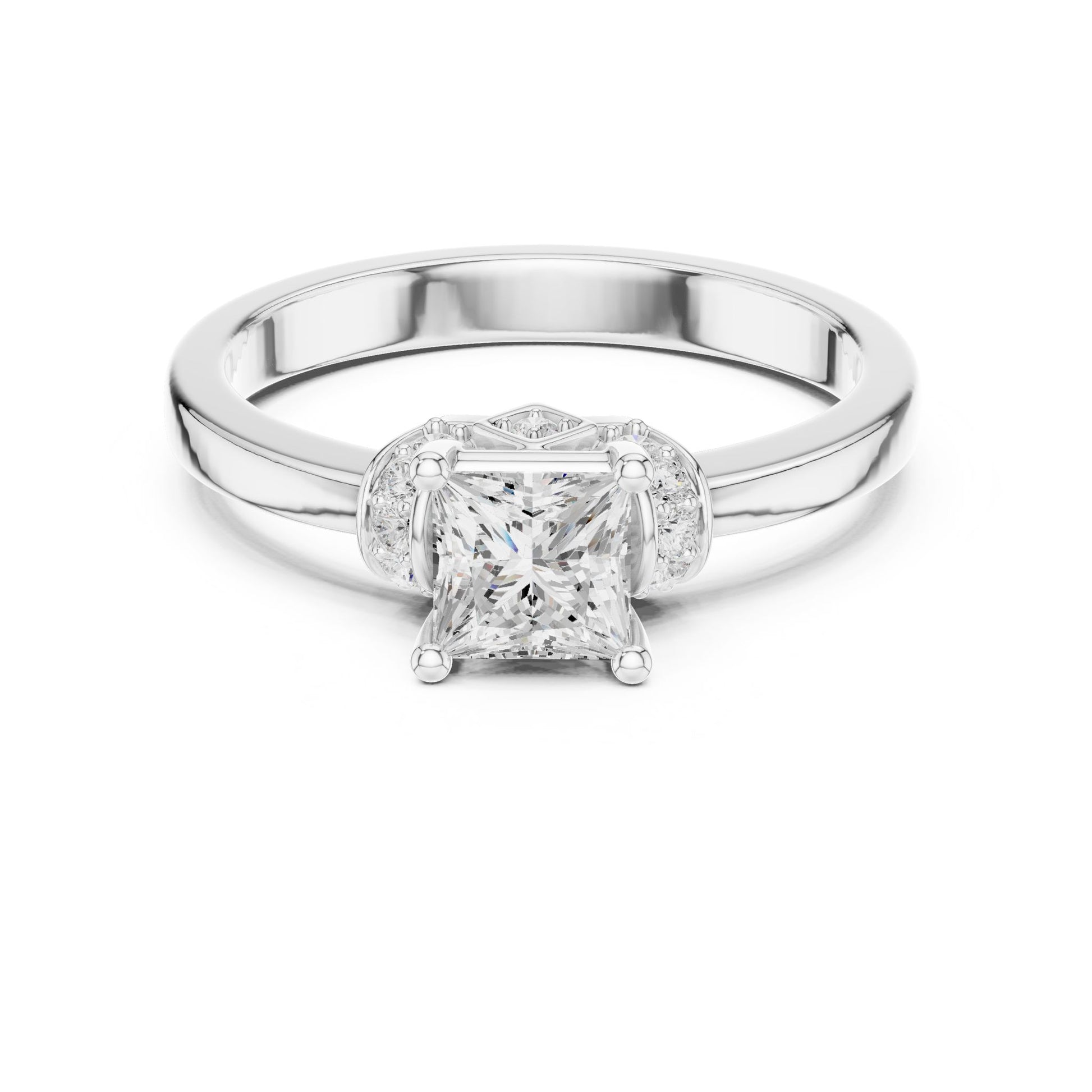 Princess Lab Grown Diamond Side-Stone Engagement Ring
