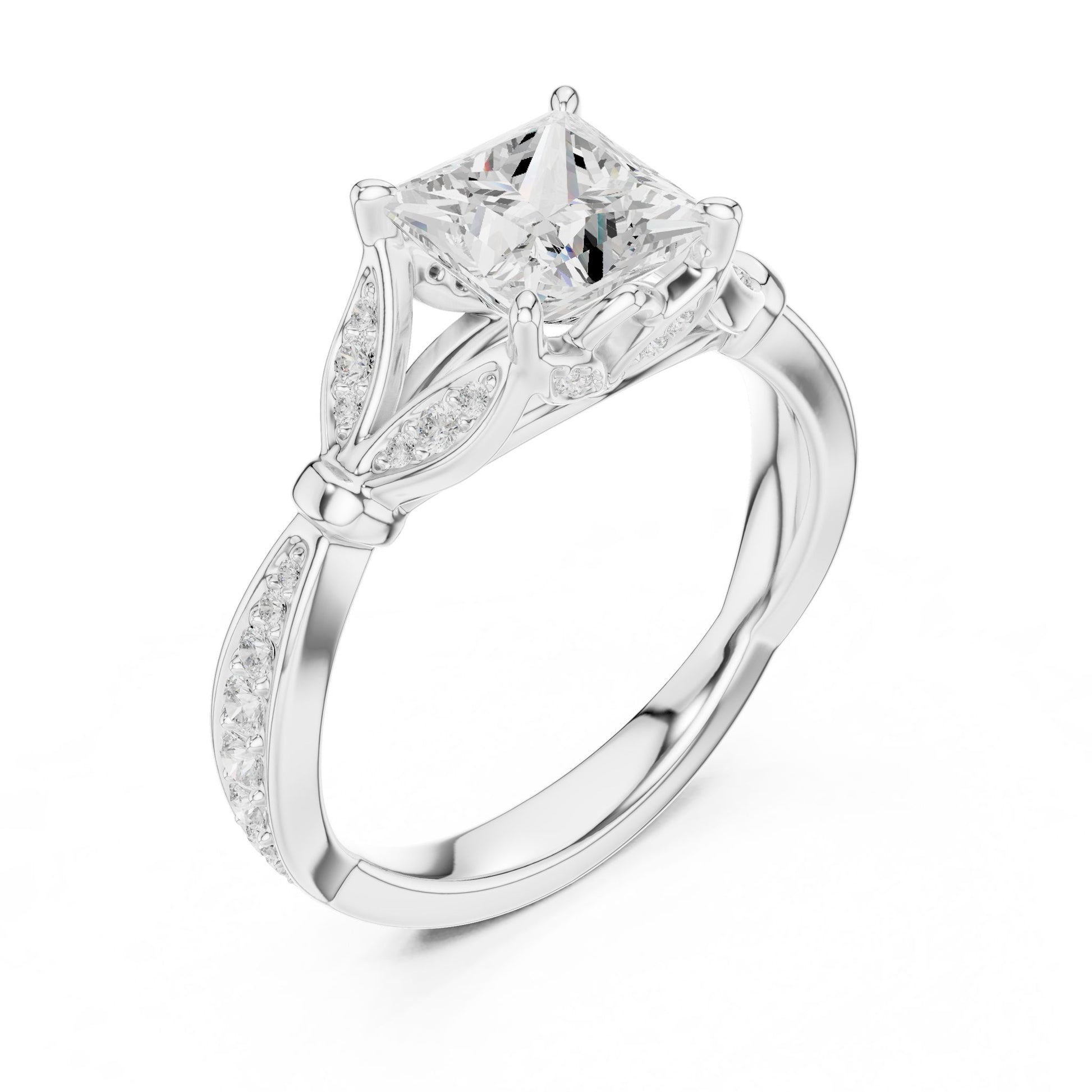 Princess Lab Grown Diamond Side-Stone Engagement Ring