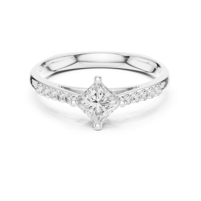 Princess Lab Grown Diamond Side-Stone Engagement Ring