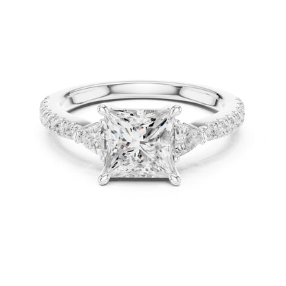 Princess Lab Grown Diamond Side-Stone Engagement Ring