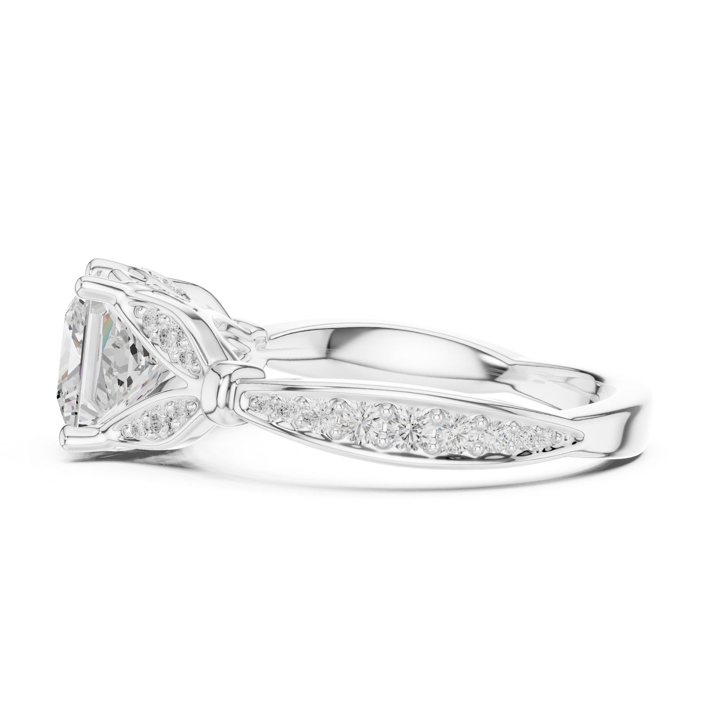 Princess Lab Grown Diamond Side-Stone Engagement Ring