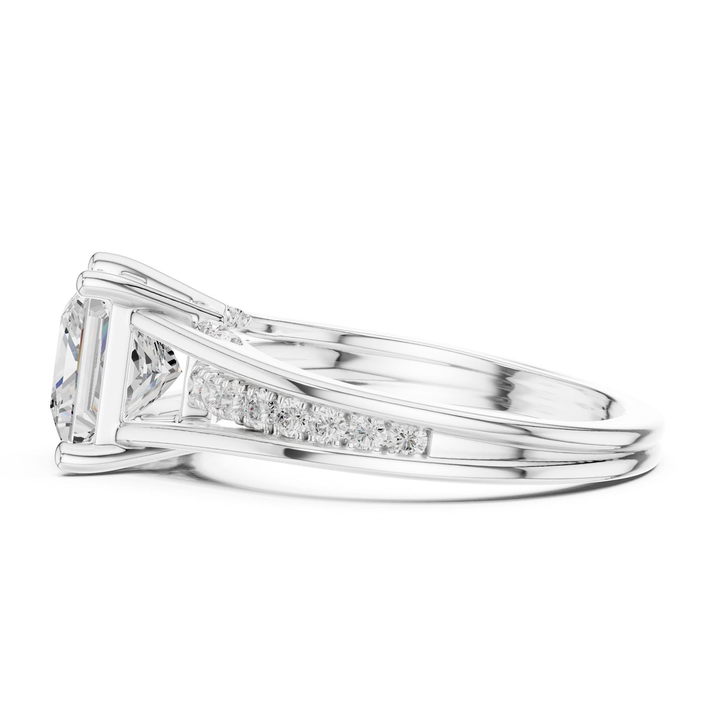 Princess Lab Grown Diamond Side-Stone Engagement Ring
