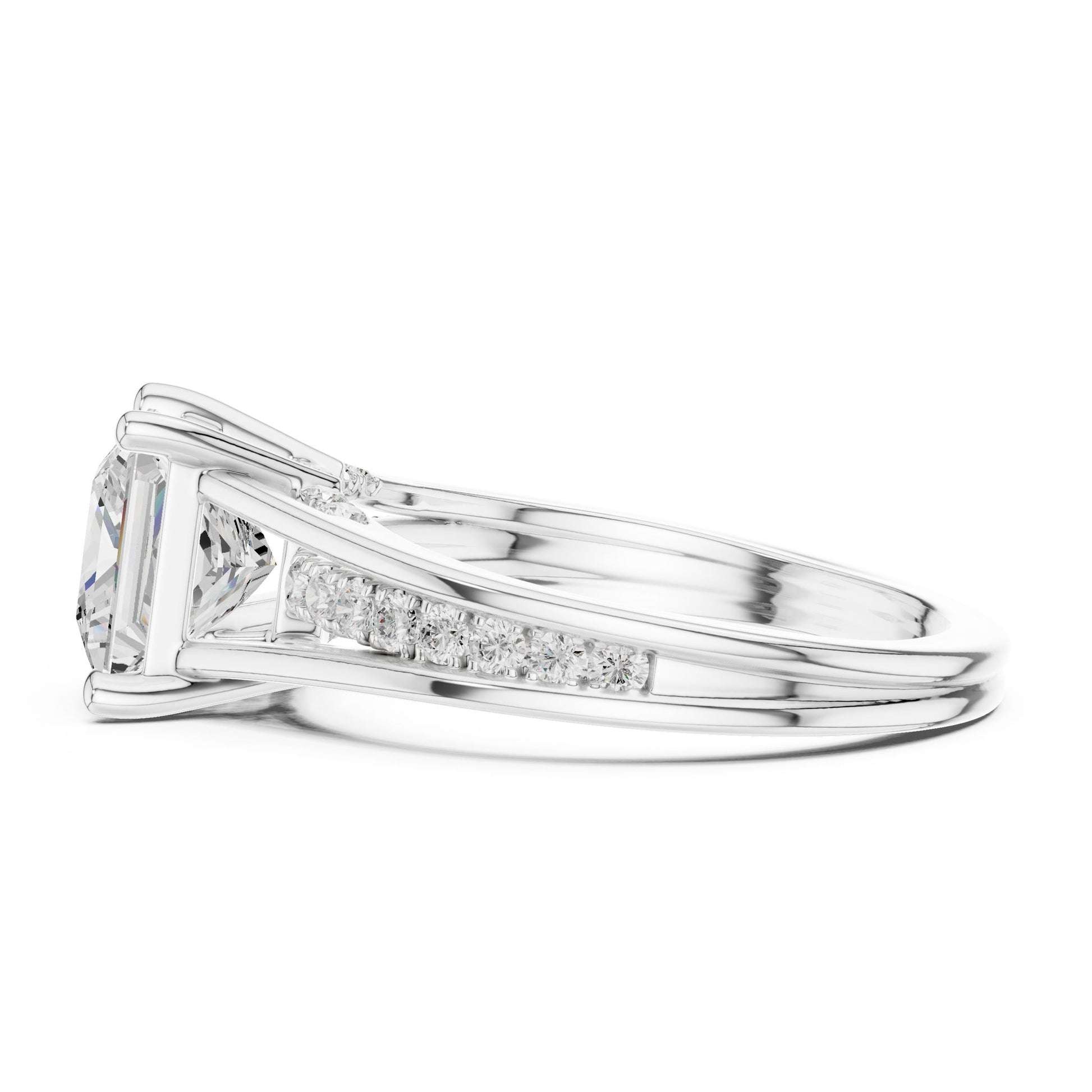 Princess Lab Grown Diamond Side-Stone Engagement Ring