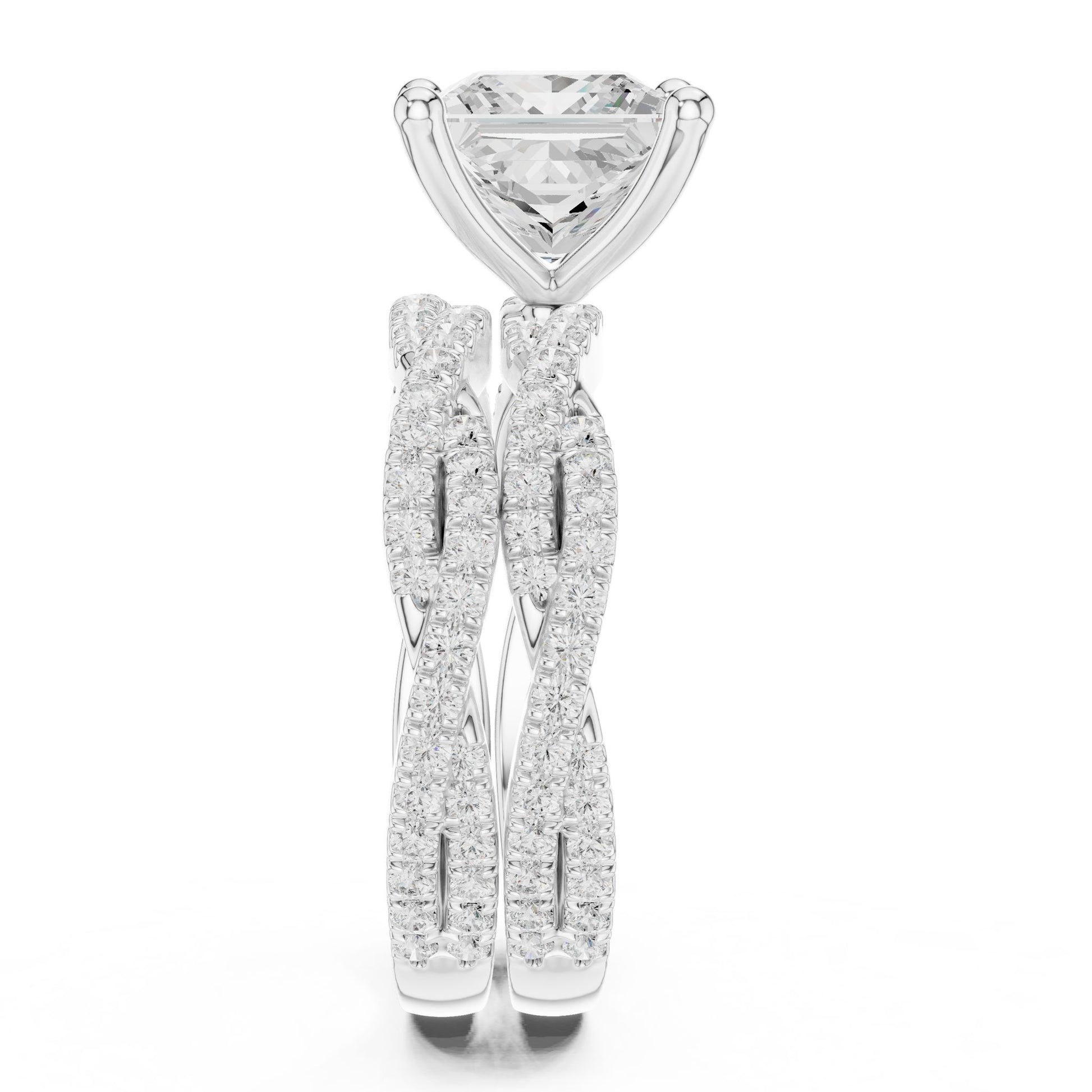 Princess Lab Grown Diamond Side-Stone Engagement Ring