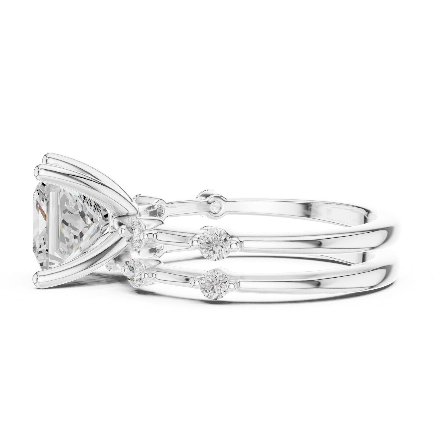 Princess Lab Grown Diamond Side-Stone Engagement Ring
