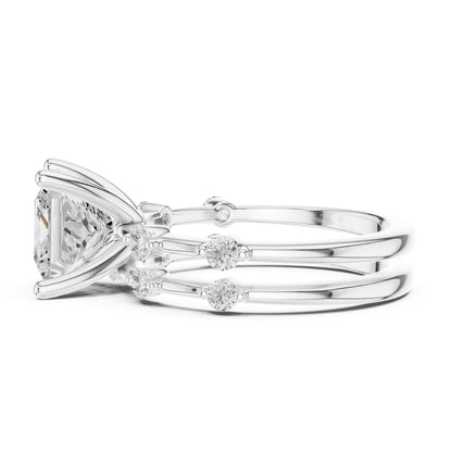 Princess Lab Grown Diamond Side-Stone Engagement Ring