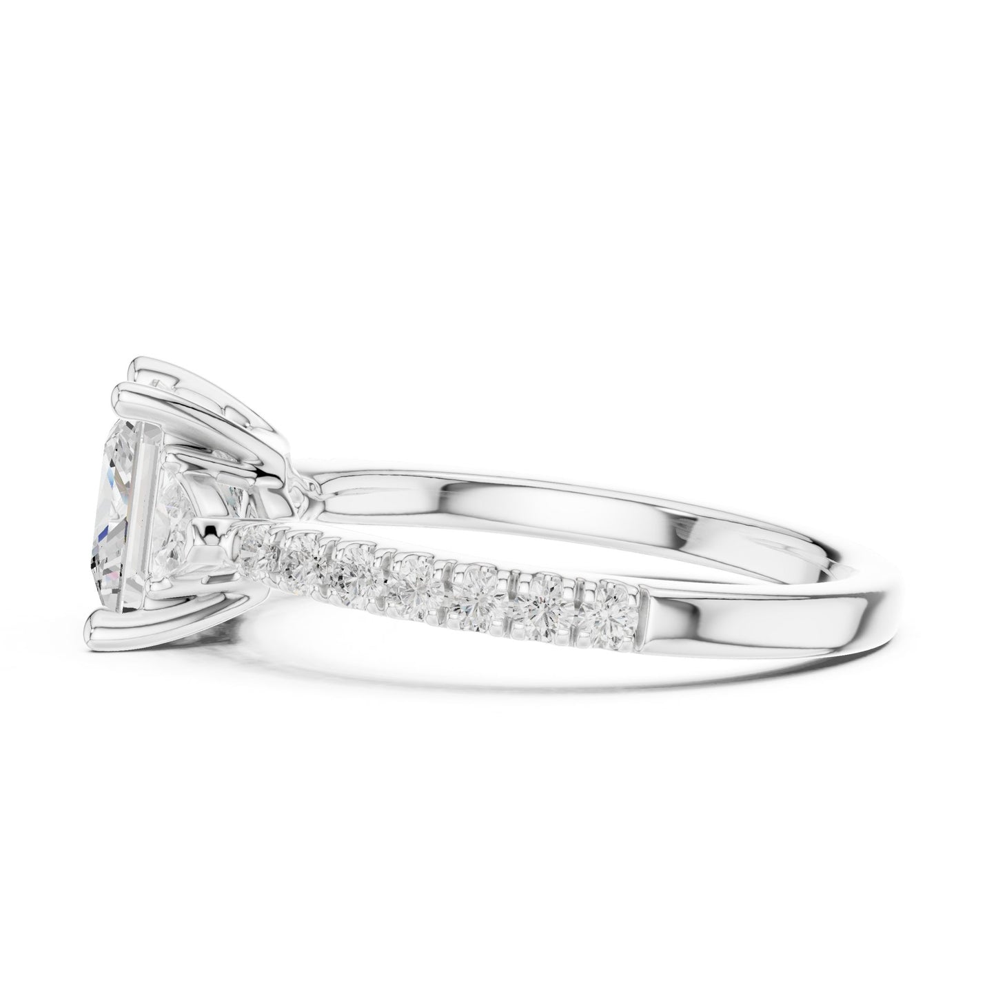 Princess Lab Grown Diamond Side-Stone Engagement Ring