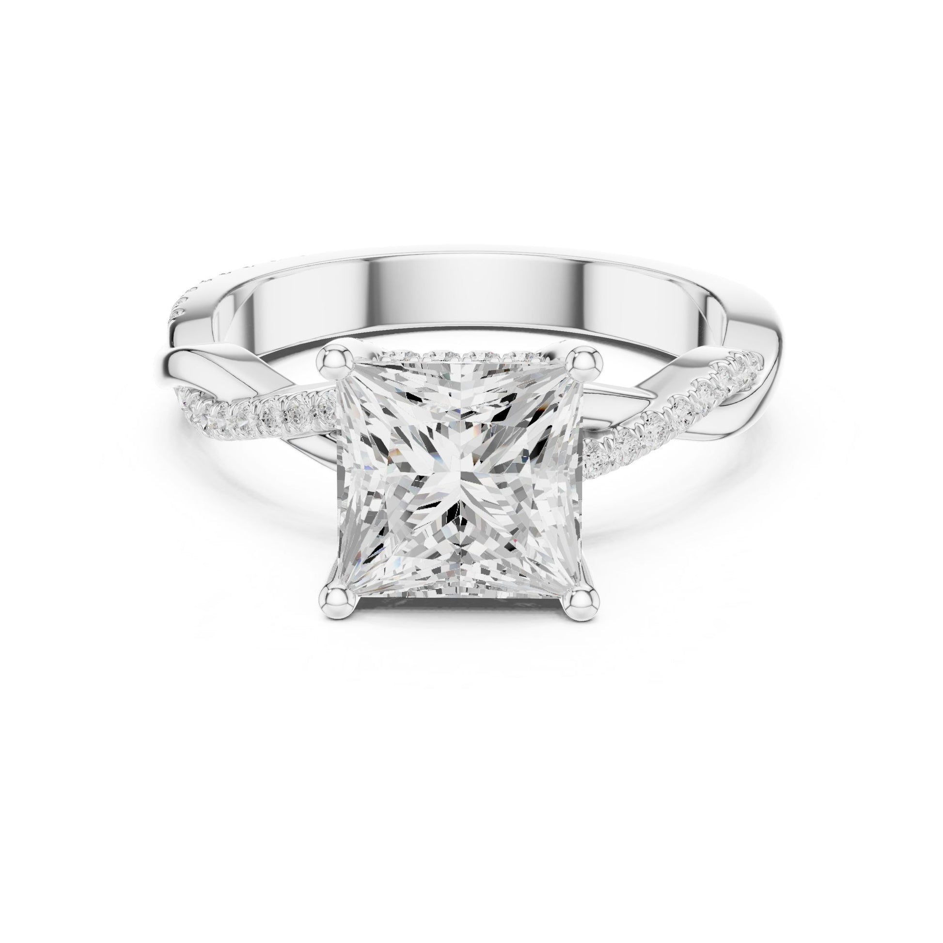 Princess Lab Grown Diamond Side-Stone Engagement Ring