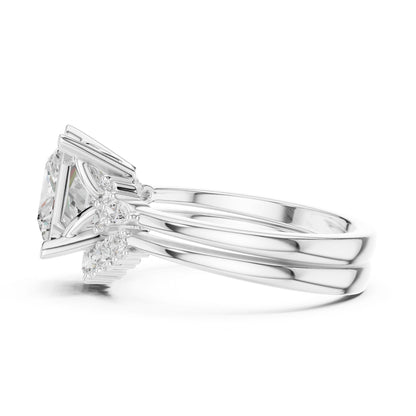 Princess Lab Grown Diamond Side-Stone Engagement Ring