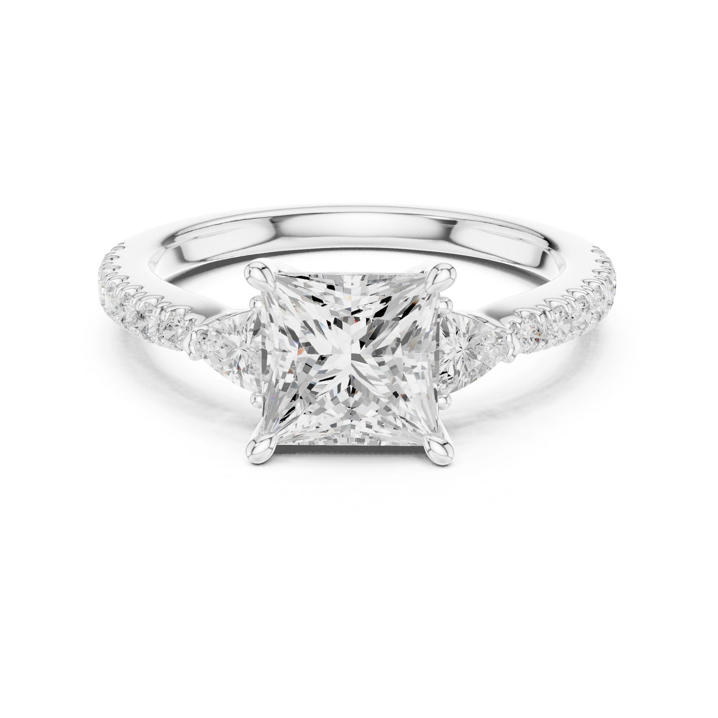 Princess Lab Grown Diamond Side-Stone Engagement Ring