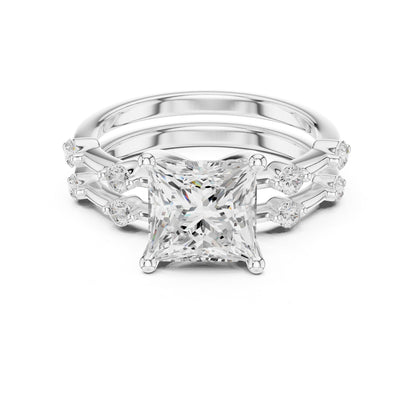 Princess Lab Grown Diamond Side-Stone Engagement Ring