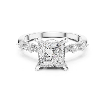 Princess Lab Grown Diamond Side-Stone Engagement Ring