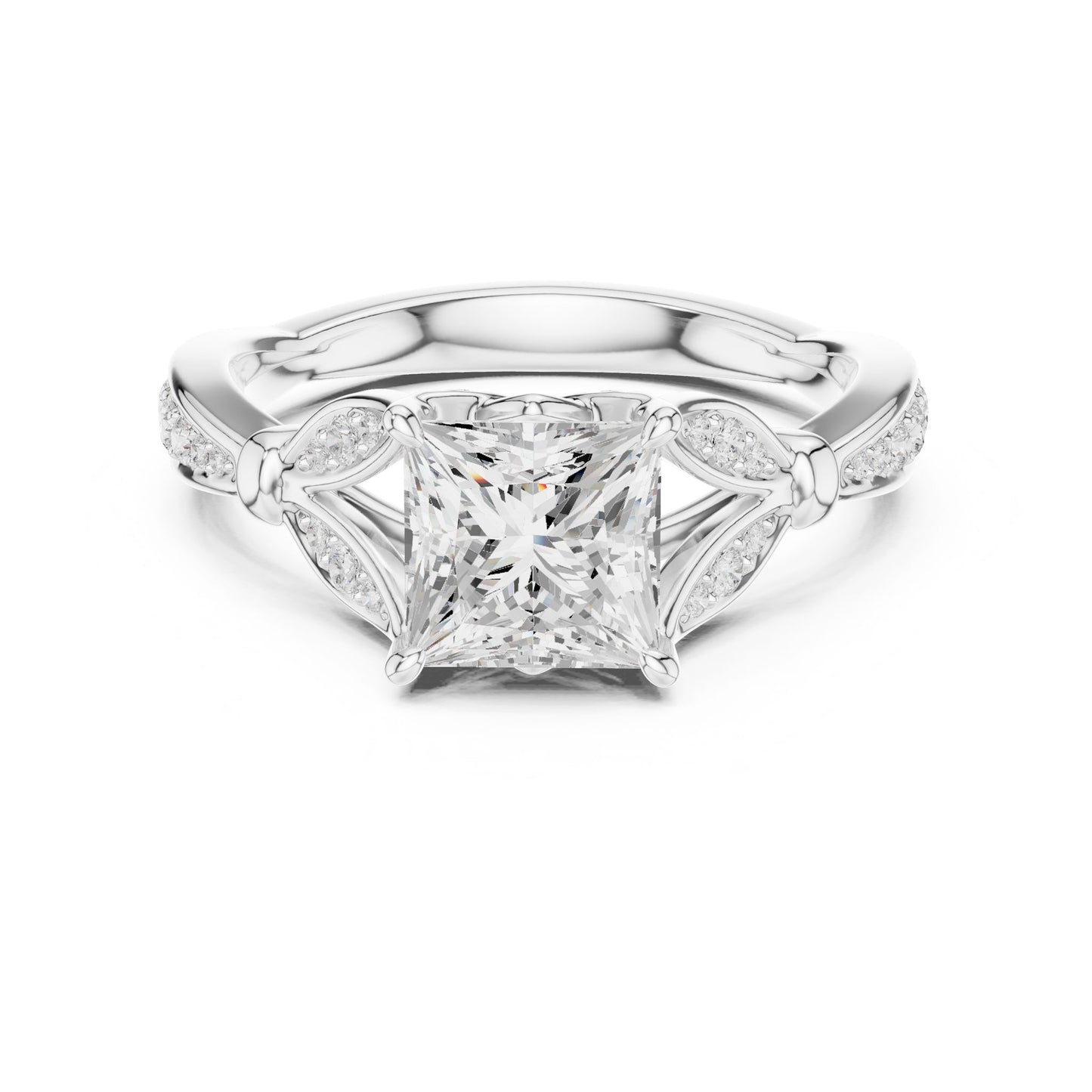 Princess Lab Grown Diamond Side-Stone Engagement Ring
