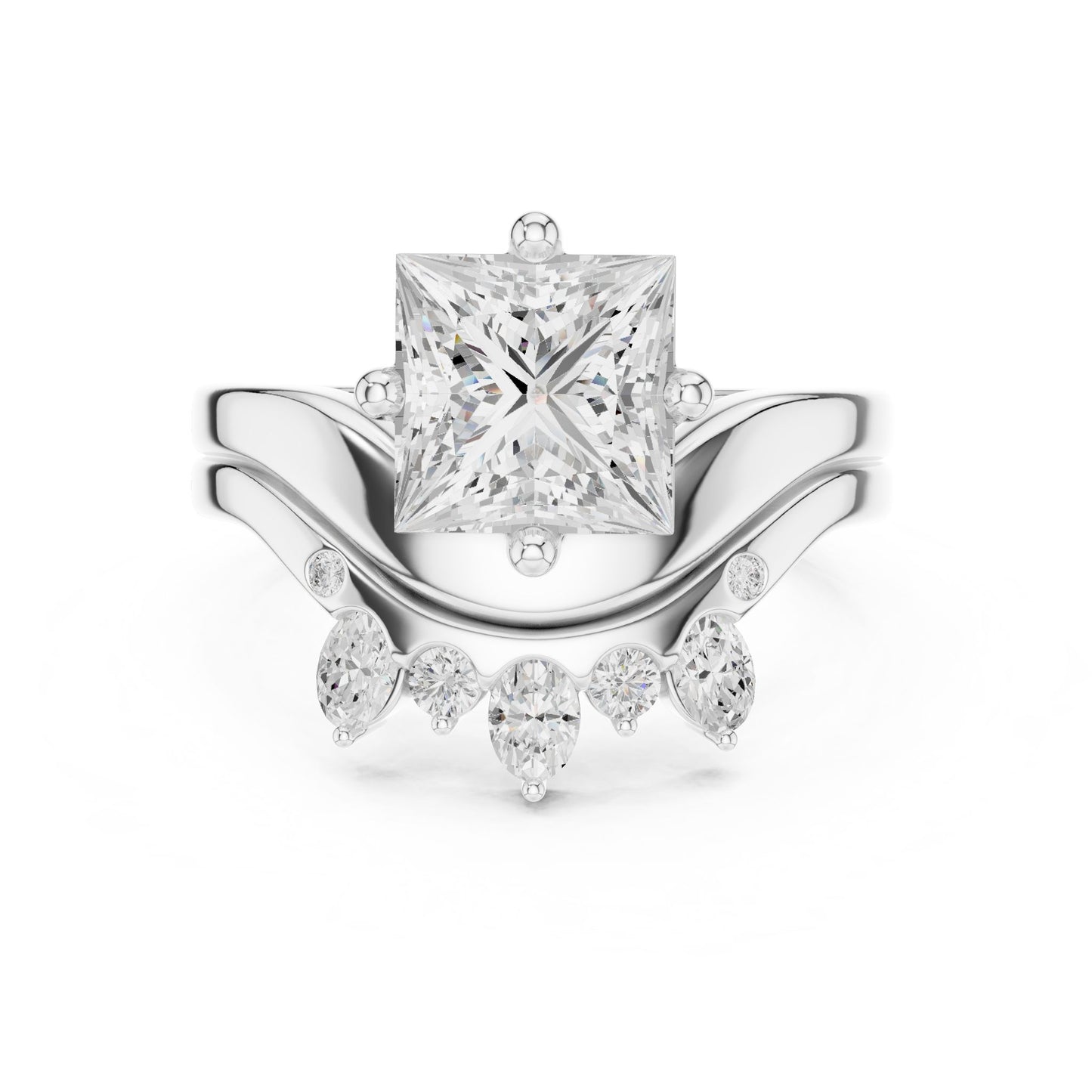Princess Lab Grown Diamond Side-Stone Engagement Ring