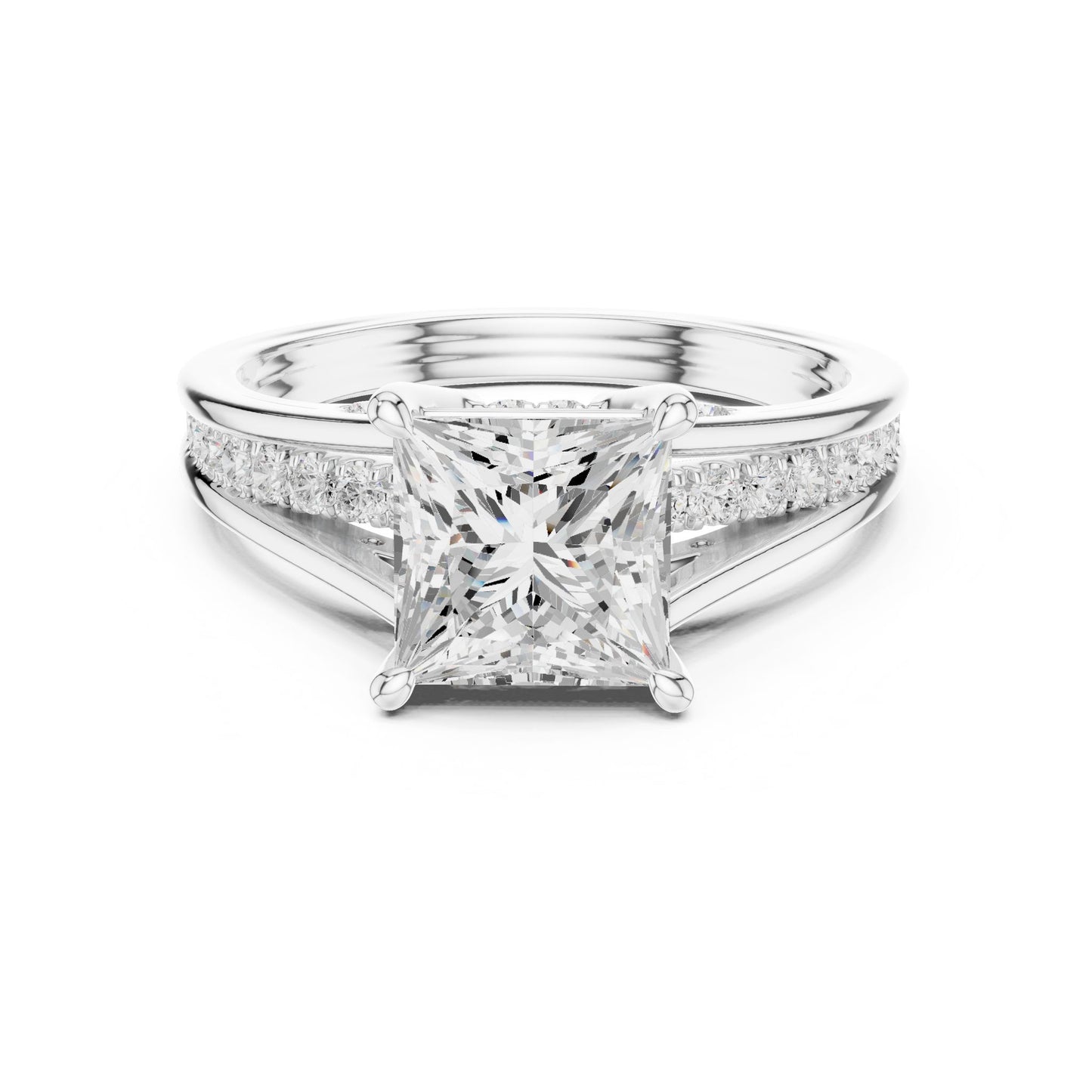 Princess Lab Grown Diamond Side-Stone Engagement Ring