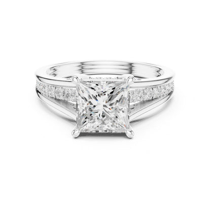 Princess Lab Grown Diamond Side-Stone Engagement Ring