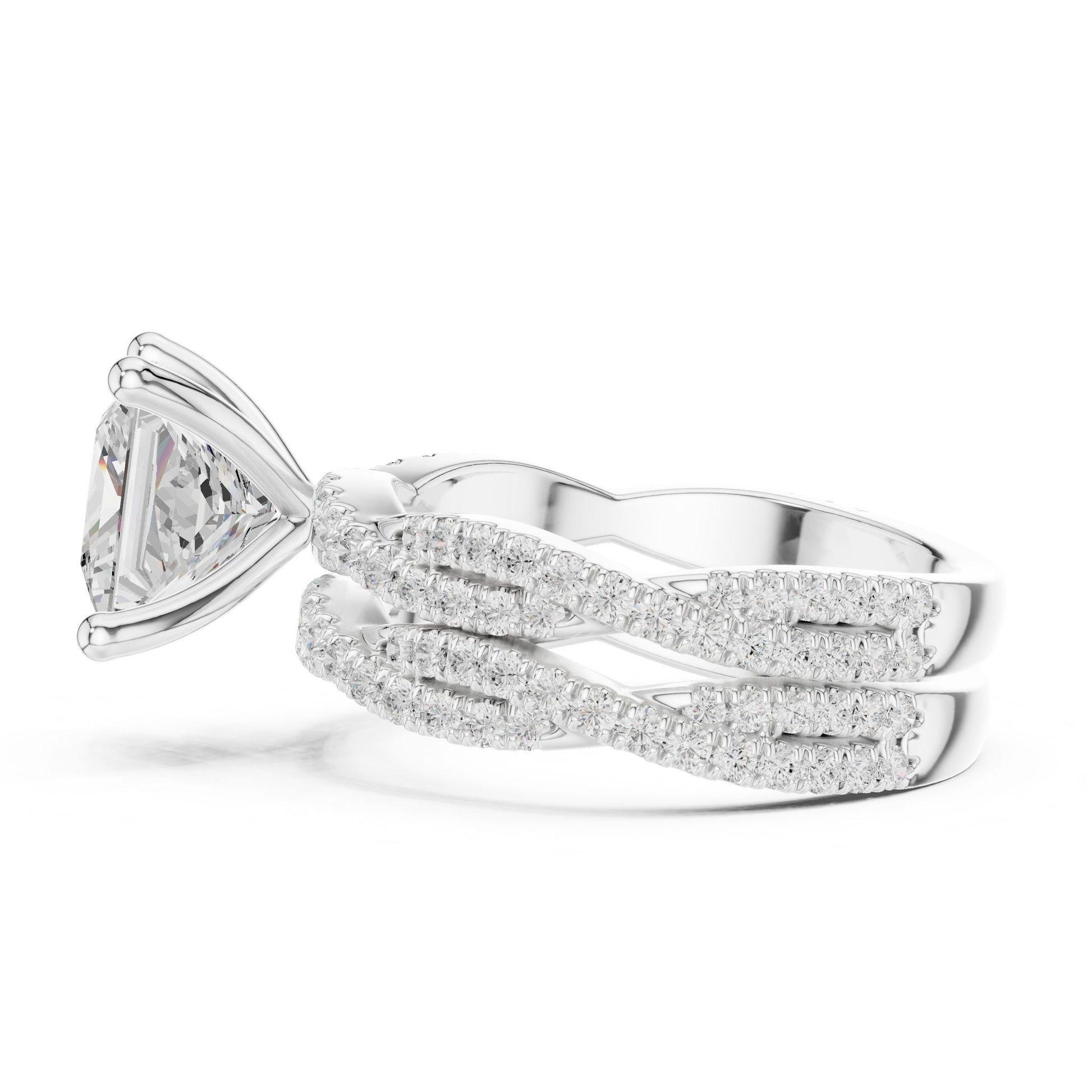 Princess Lab Grown Diamond Side-Stone Engagement Ring