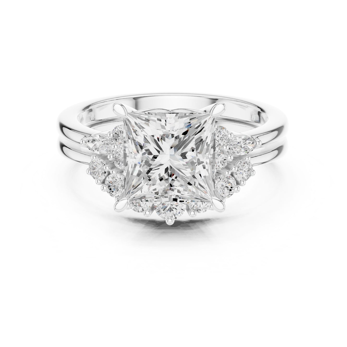 Princess Lab Grown Diamond Side-Stone Engagement Ring