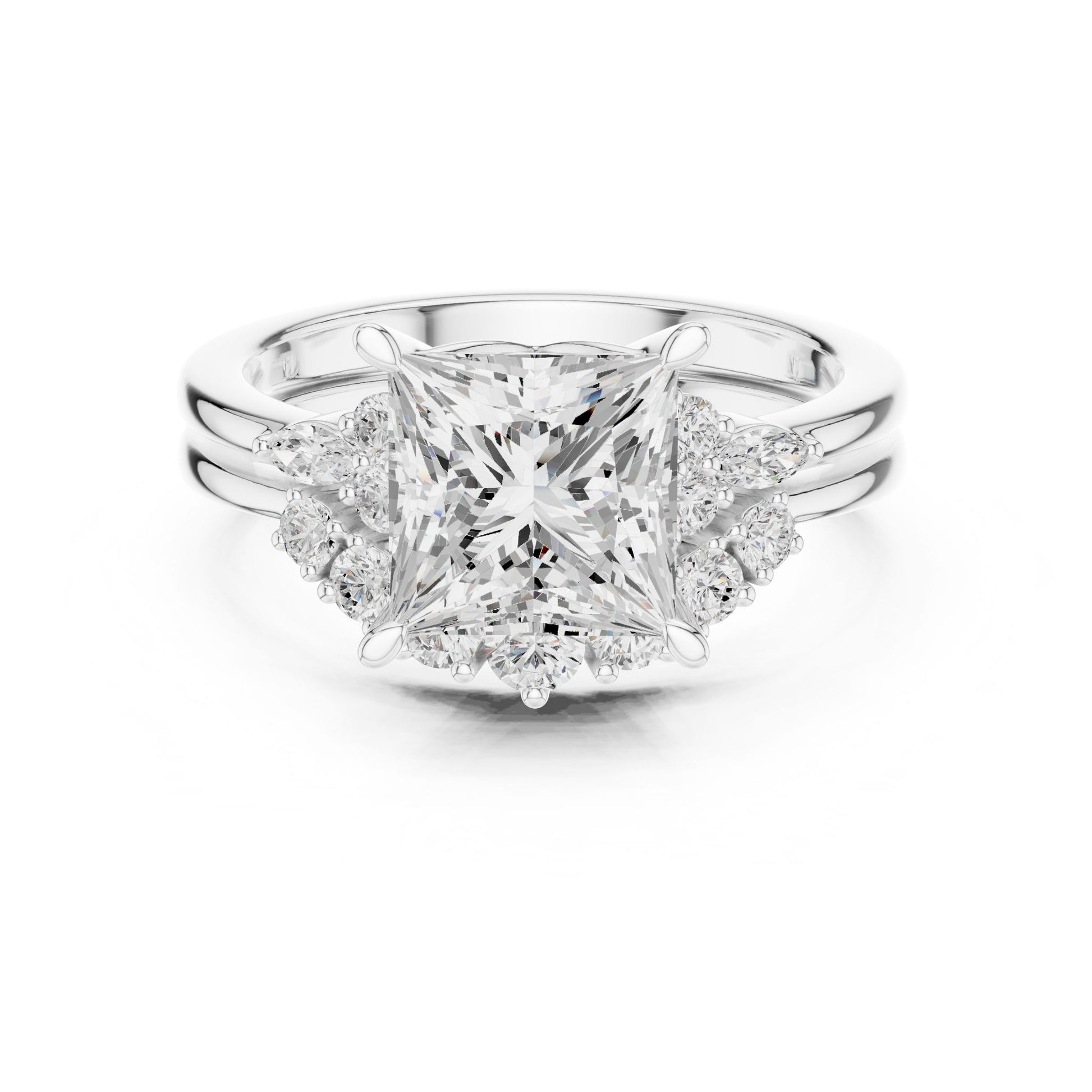 Princess Lab Grown Diamond Side-Stone Engagement Ring