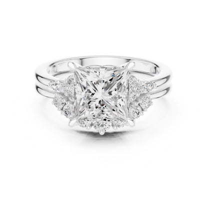 Princess Lab Grown Diamond Side-Stone Engagement Ring