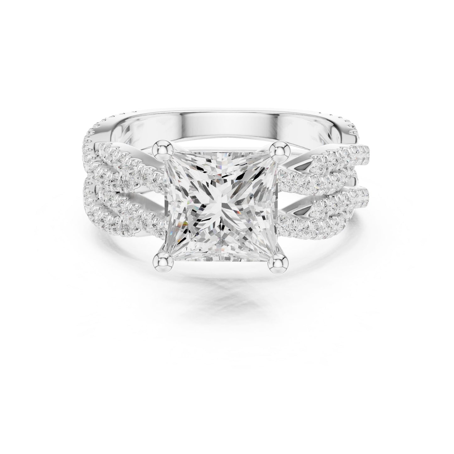 Princess Lab Grown Diamond Side-Stone Engagement Ring