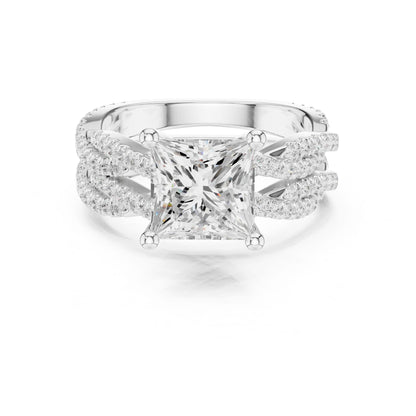 Princess Lab Grown Diamond Side-Stone Engagement Ring