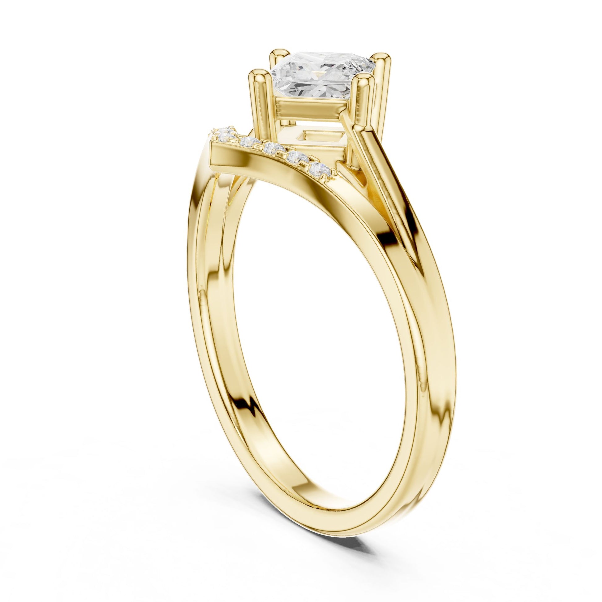 Princess Lab Grown Diamond Side-Stone Engagement Ring