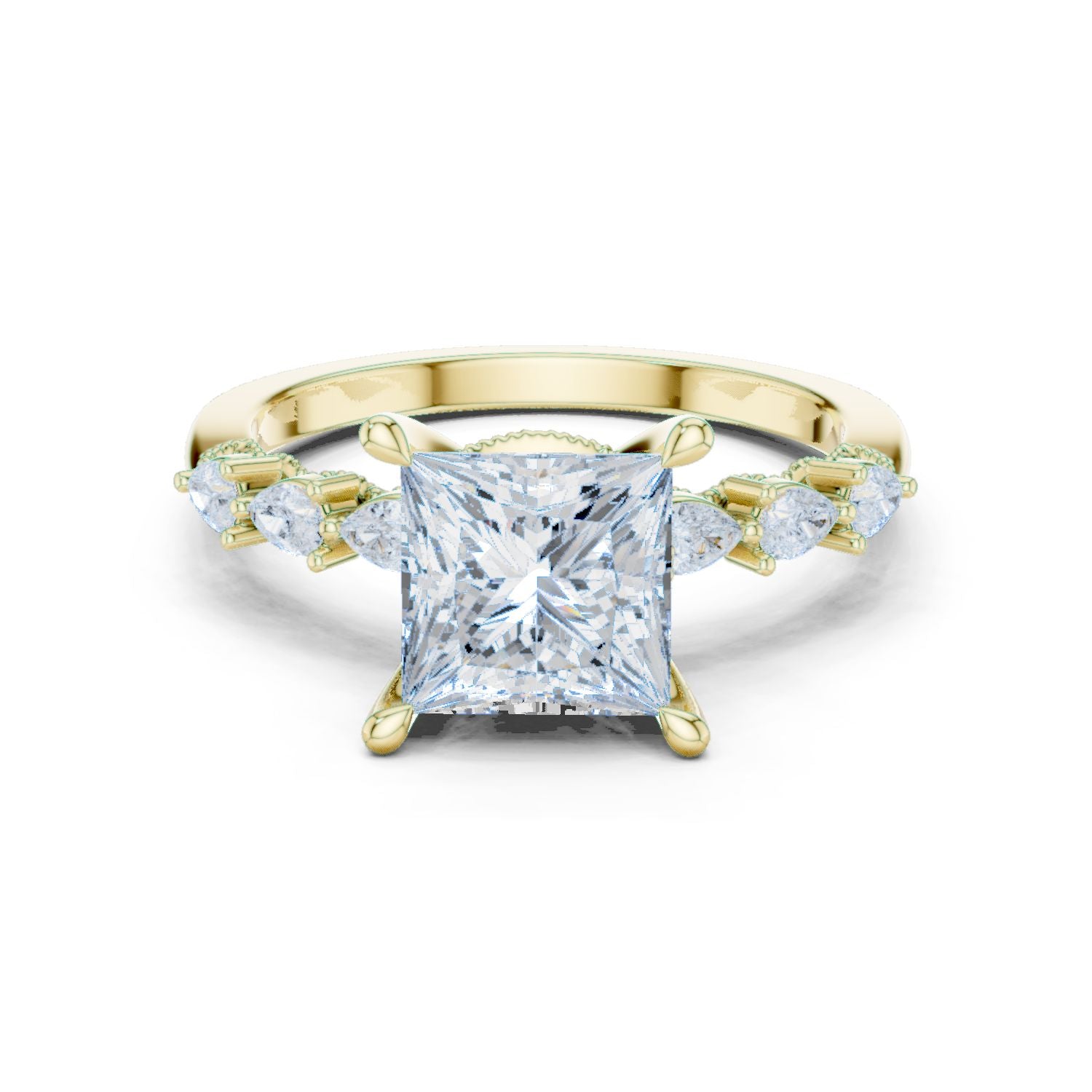 Princess Lab Grown Diamond Side-Stone Engagement Ring