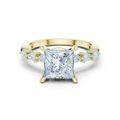 Princess Lab Grown Diamond Side-Stone Engagement Ring