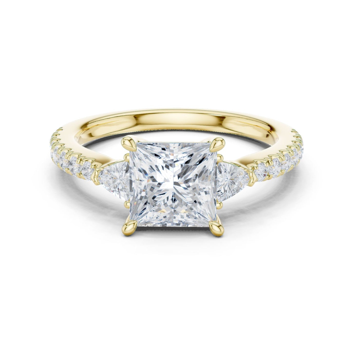 Princess Lab Grown Diamond Side-Stone Engagement Ring