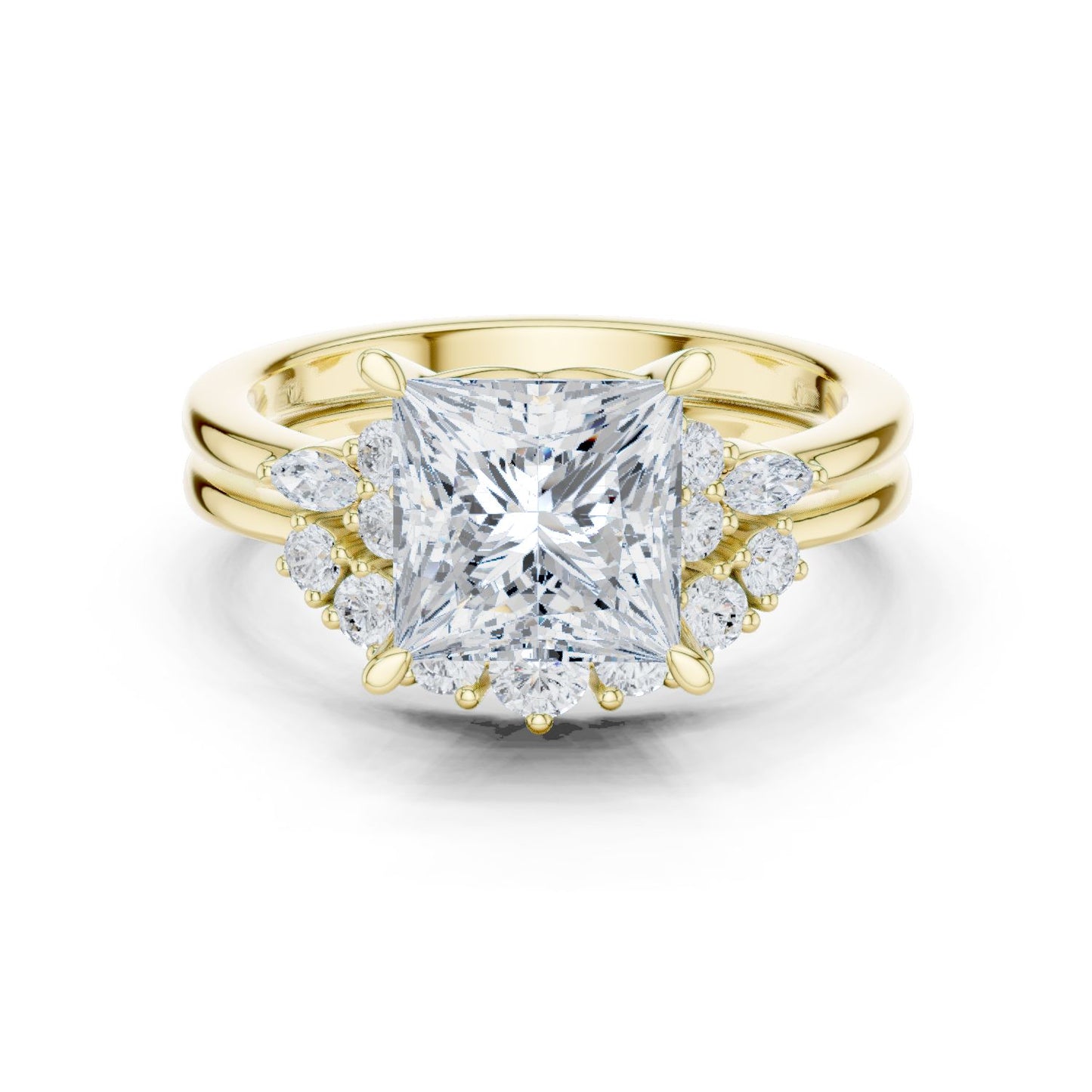 Princess Lab Grown Diamond Side-Stone Engagement Ring