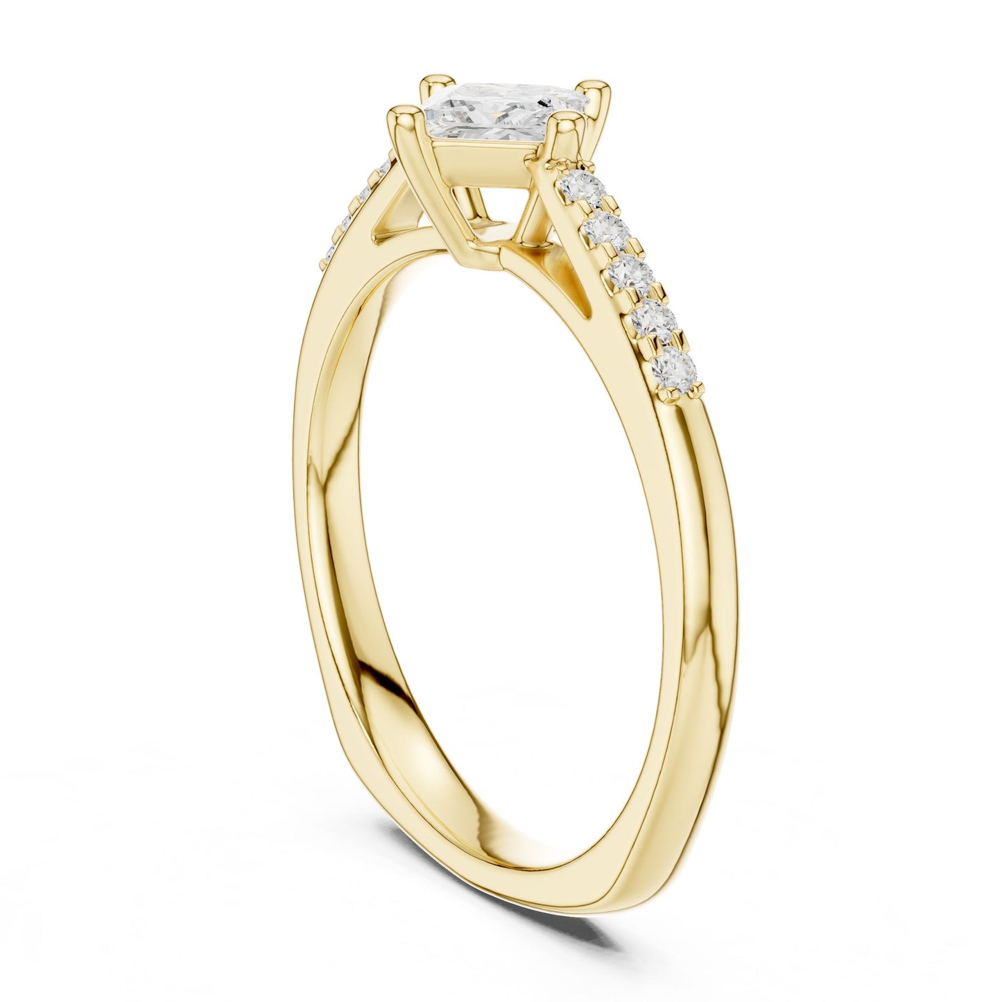 Princess Lab Grown Diamond Side-Stone Engagement Ring