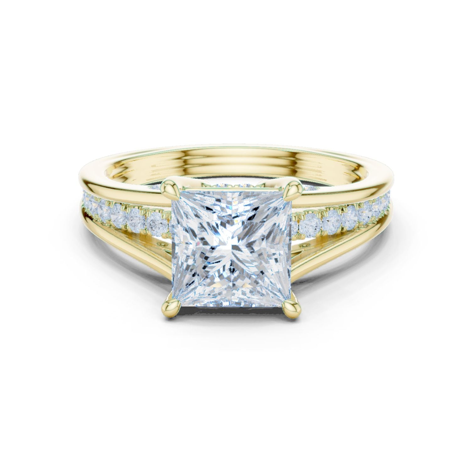Princess Lab Grown Diamond Side-Stone Engagement Ring